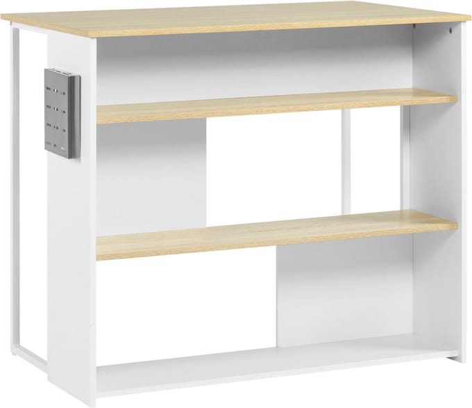 HOMCOM bartafel met plank - spaanplaat - 105x65x90cm - wit