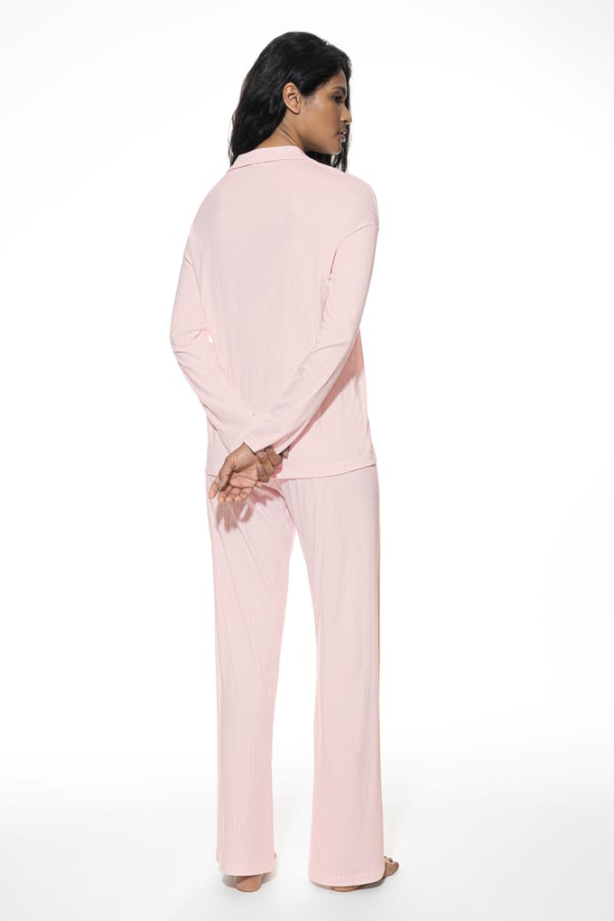 Lange pyjama Serie Adorable Lines Bonbon Pink