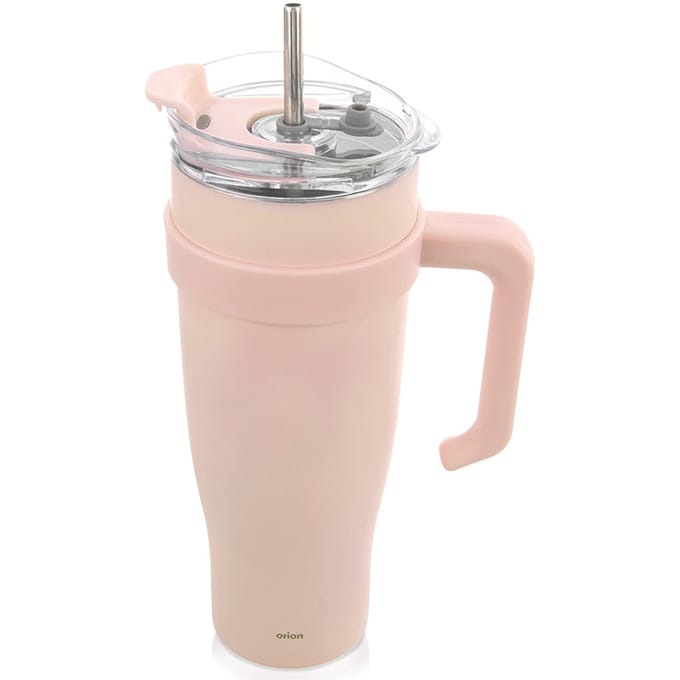 Tasse thermique isotherme en acier Thermos 1200 ml avec poignée et paille Orion 112283 Rose
