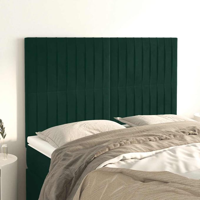 vidaXL - Hoofdbord - donkergroen - 144x5x118/128 - cm - fluweel