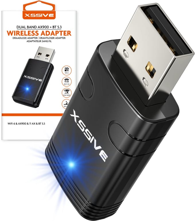 2 in 1 WiFi Adapter USB 900Mbps + Bluetooth 5.3 Dongle - WiFi Dongle - USB Bluetooth Adapter - Geschikt voor Windows 10/11