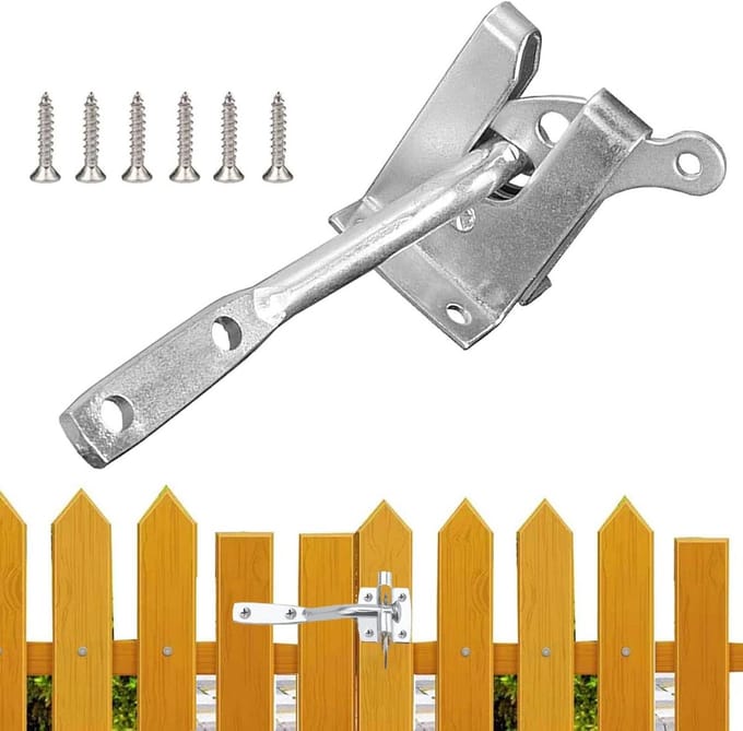 Garden Gate Locking Bolts Galvanized Automatic Gate Locking Barrier Self Locking Bulk Hardware for Fence Gate Farm Garden Gate Household Accessories
