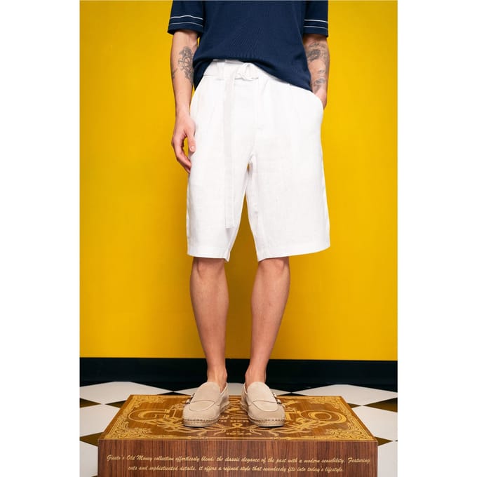 Heren Linnenmix Hoge Taille Chino Shorts