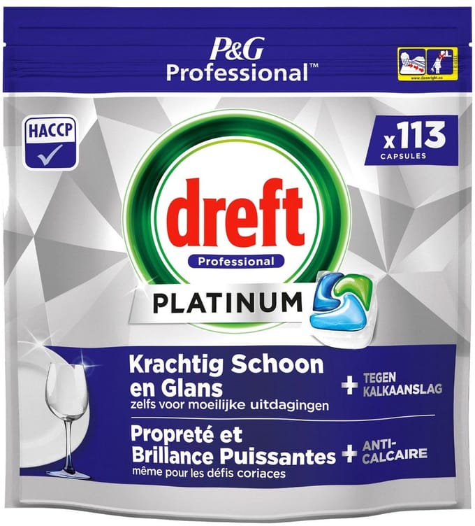 Dreft P&G Professional Vaatwastabletten platinum regular 113 tabletten