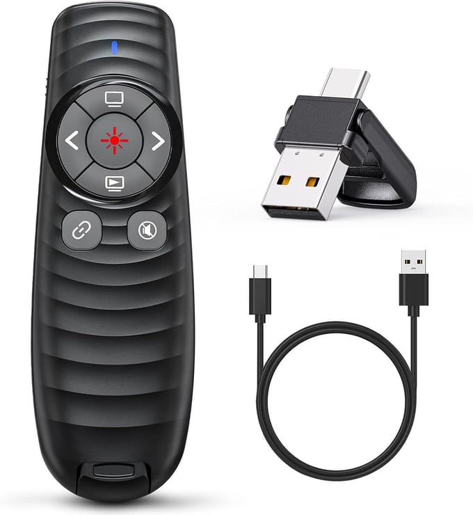 Fokelyi - Presentatie Klikker - Laser - Pointer - Presenter - USB Ontvanger - Incl. USB C Adapter