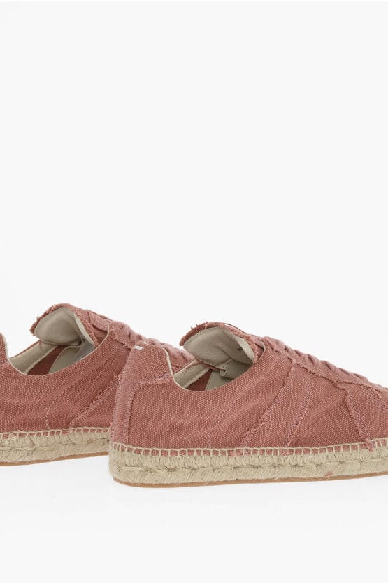MM22 Canvas Low Top Sneakers met Jute Detail in Roze
