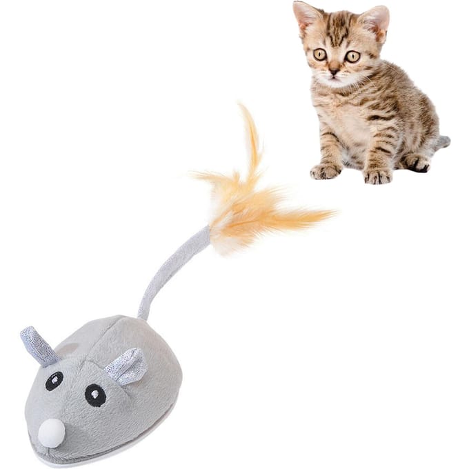 Jouet Chat Souris Teaser Électrique Jouets pour Chat Rechargeable USB Jouets Interactifs Intelligents pour Chat beige