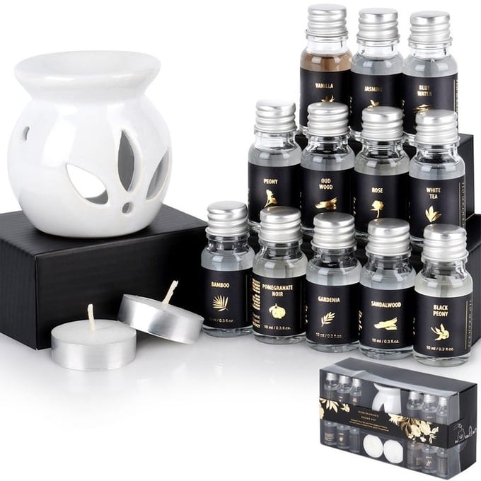 VILDE - Aromadiffuser - Keramische Kom - 12 Geurende Olieën - Tealight
