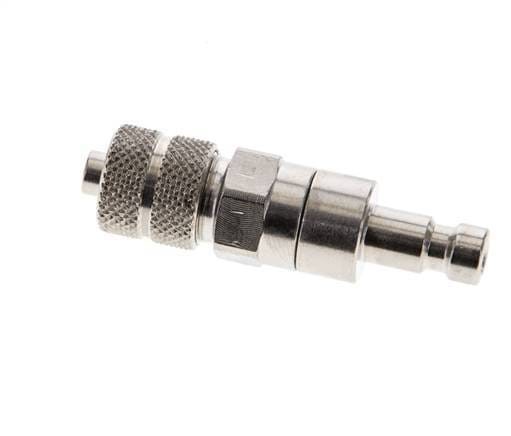 Vernikkeld Messing DN 2.7 (Micro) Luchtkoppeling Insteeknippel 4x6 mm Push-On Double Shut-Off - CLP2-N-BN-SV-P-4
