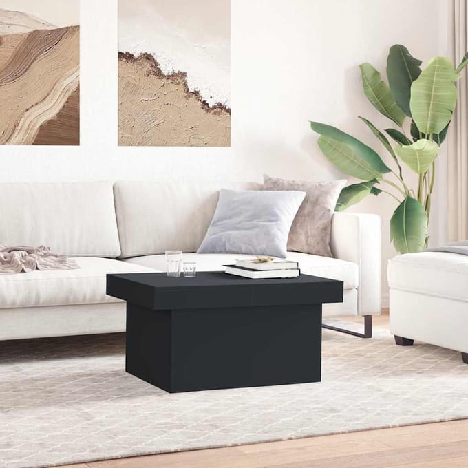 vidaXL - Salontafel - 80x55x40 - cm - bewerkt - hout - zwart