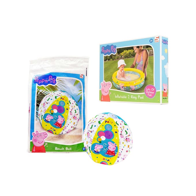 Peppa Pig Opblaasbaar Kinderzwembad - met Strandbal - Roze - Geel