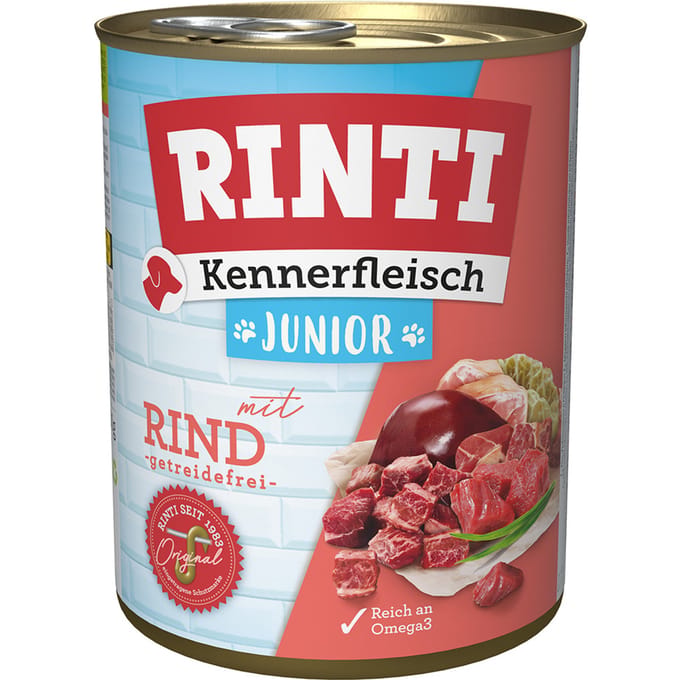 6x800g Kennerfleisch Junior Rund RINTI Hondenvoer