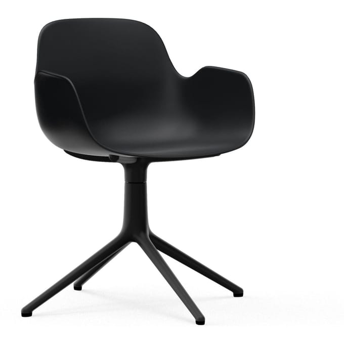 Normann Copenhagen - Form Draaifauteuil - zwart - aluminium zwart