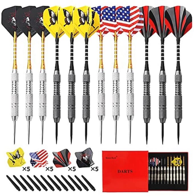 Professionele Dartset van 12 Darts met Aluminium Schachten en Vervangbare Vinnen