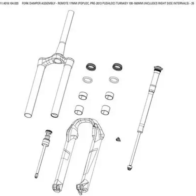 Complete compressiekit vork Rockshox Rmt 17mm Trnk 100-160mm 35 A1 202