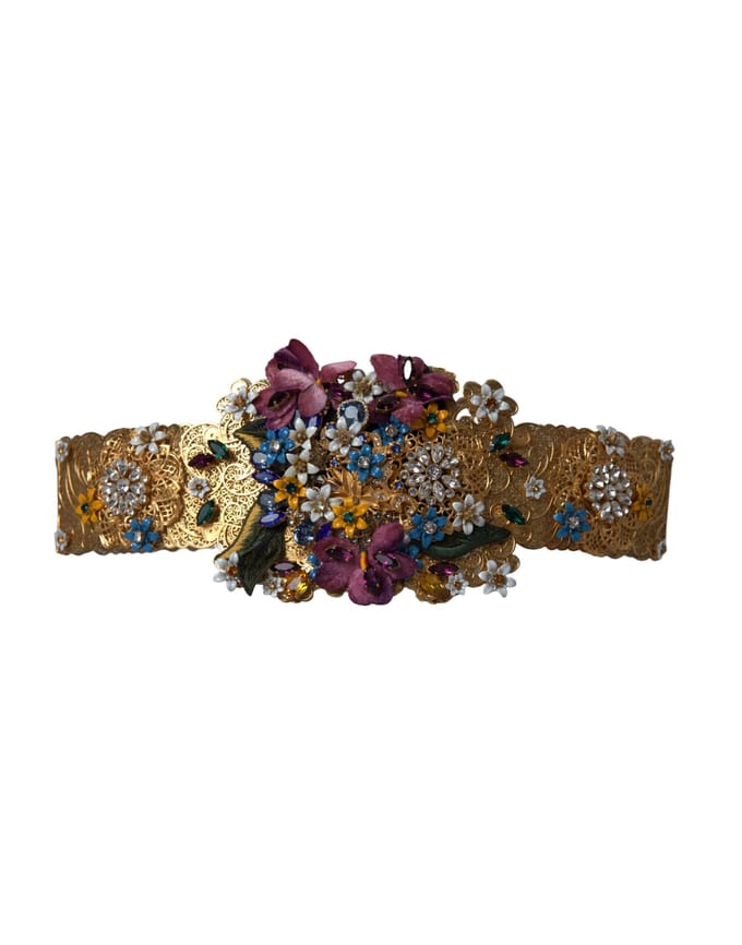 Dolce & Gabbana Multikleur Versierde Bloemige Kristallen Brede Tailleband