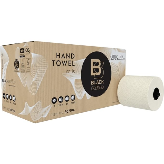 Handdoekrol BlackSatino PT50 Original 2-laags 175m wit 307194
