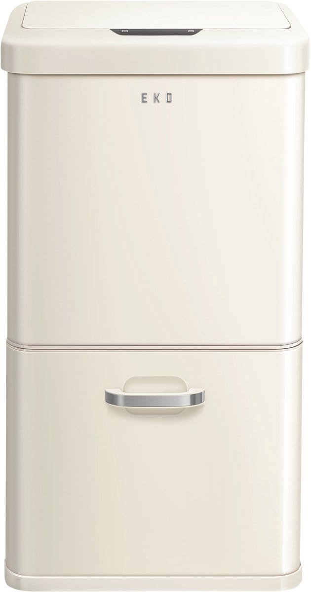 EKO - Vintage Sensor Bin 32+18 liter - Steel Plastic - Vanille Cream - Prullenbak