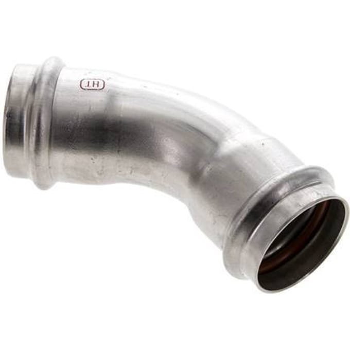 45 graden L-Perskoppeling - 42mm Persmof - RVS