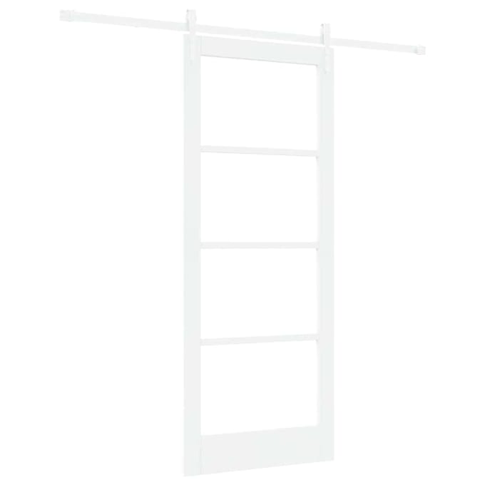 vidaXL - Schuifdeur - 83 - x - 202 - cm - Massief - grenenhout - en - glas - Wit