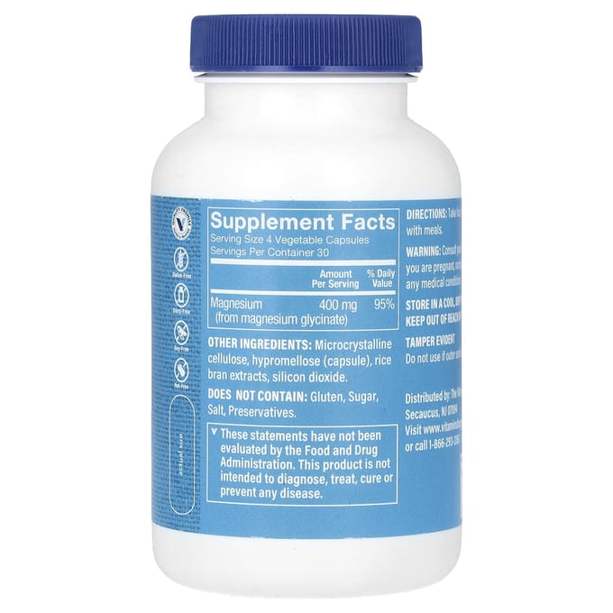 Glycine Magnésium, 400 mg, 120 gélules végétales (100mg par capsule)