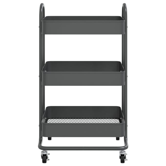 vidaXL - Trolley - 3-laags - 43x34x79 - cm - staal - antracietkleurig