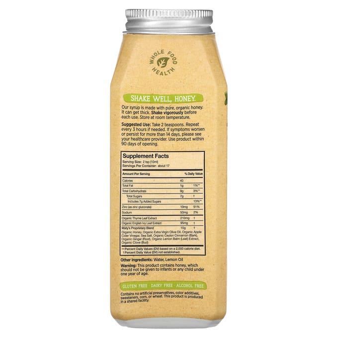 Maty's Biologische Hoestsiroop, Leeftijd 12+, 177 ml (6 fl oz)