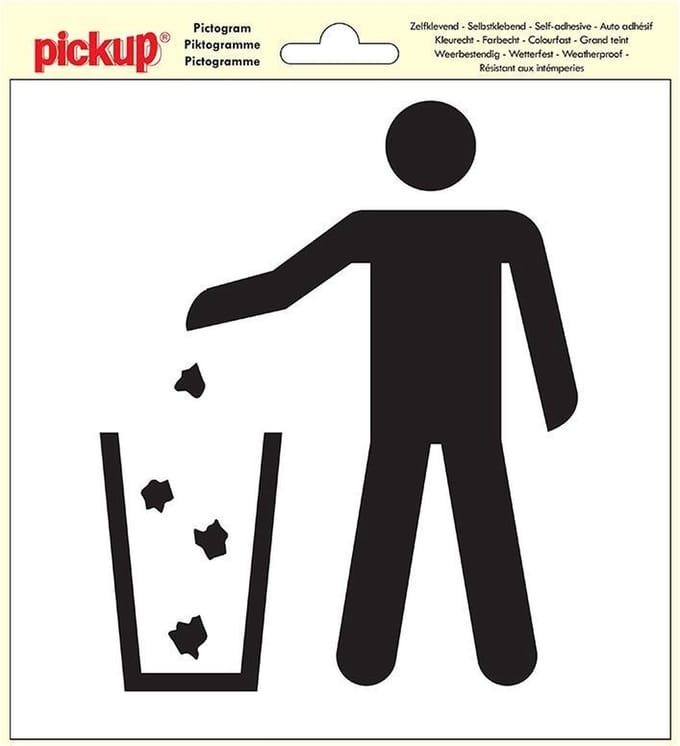 Pickup Pictogram 20x20 cm - Afval in de bakken