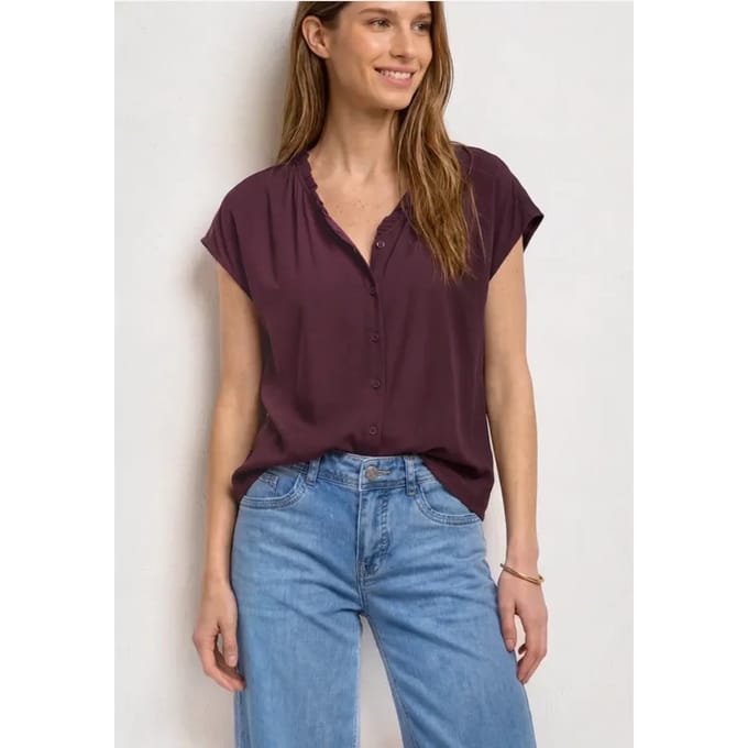 Blouse met V-hals en ruches