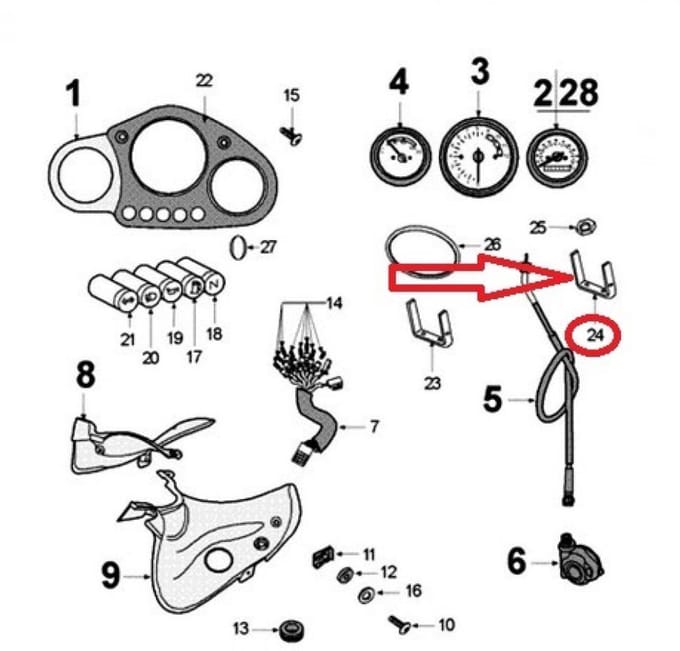 Bride support de compte tour pour moto Peugeot 50 XR6 E 2012 755755 Neuf