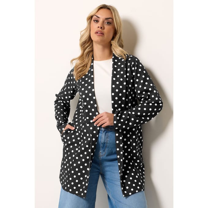 Yours Zwarte Blazer Met Stippen Size 44