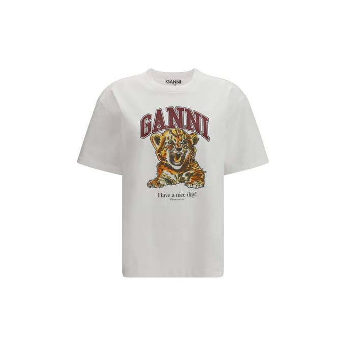 Ganni Witte Katoenen T-Shirt
