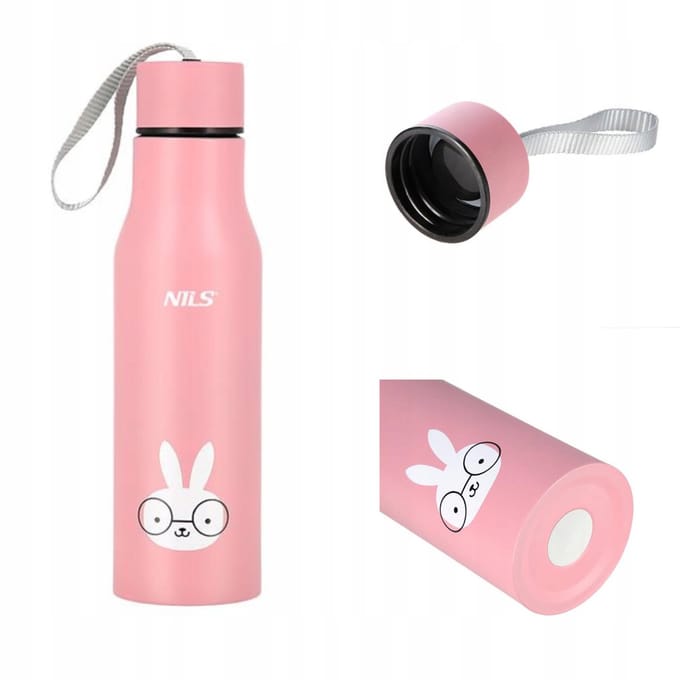 Roze Thermosbeker met Konijn Motief - Nils Camp (500ml)