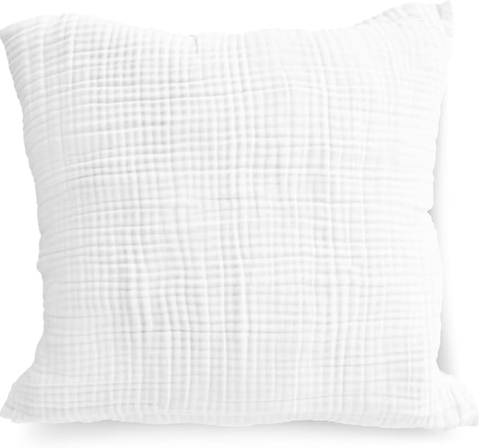 Famanu – kussensloop 50 x 70 cm van 100% organisch katoen mousseline kussensloop met ritssluiting in wit