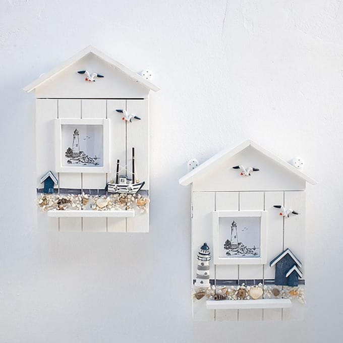 Houten Sleutelkastje Wandmontage Diverse Houders Praktisch Handig Sleutelhouder Opbergdoos Kast white