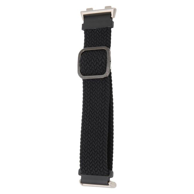 Bracelet de Montre Connectée Réglable pour Oppo Watch 2 46mm Boucle Élastique Tricotée de Remplacement Noir white