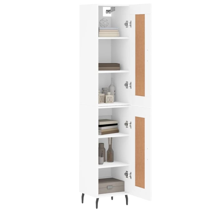 vidaXL - Hoge - kast - 34,5x34x180 - cm - bewerkt - hout - wit