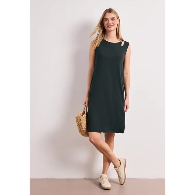 Knielange jurk met gespdetail