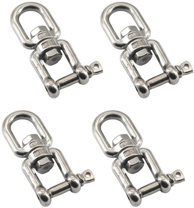 Ronte - Roestvrijstalen M4 Oogbout Swivel Ring Beugel 360° Draaibare Ring Connector Set van 4stuks.