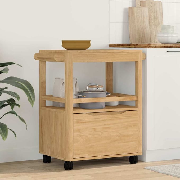 vidaXL - Keuken - Trolley - FLORO - Wasbruin - 72,5 - x - 45 - x - 80 - cm
