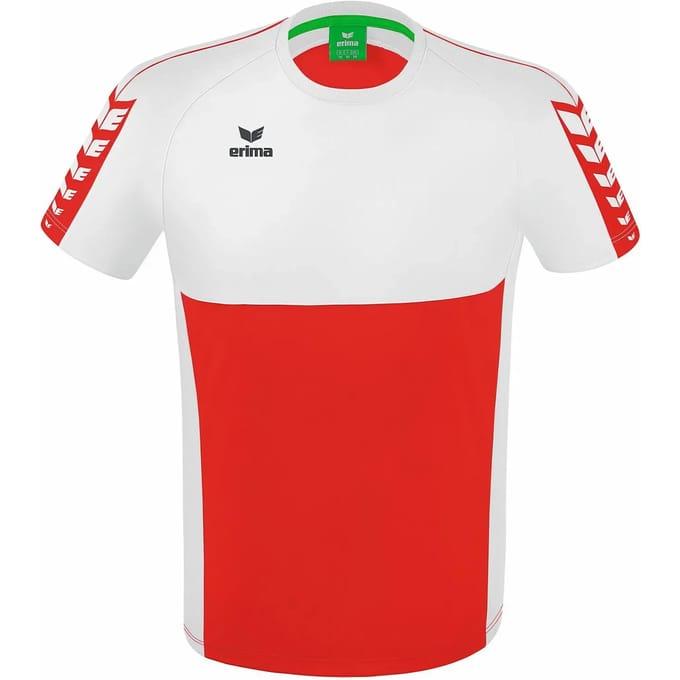 Erima Six Wings T-Shirt Heren - Wit / Rood | Maat: M