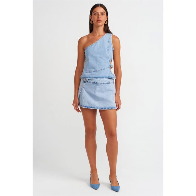 Katoenen Denim Mini A-Lijn Rok