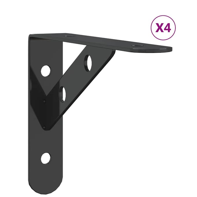 vidaXL - Plankdragers - 4 - st - 15x2,5x11,5 - cm - roestvrijstaal - zwart
