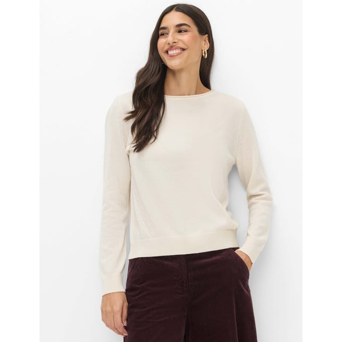 Brax Dames Trui  Style LISA dark ecru, crèmewit, maat 32