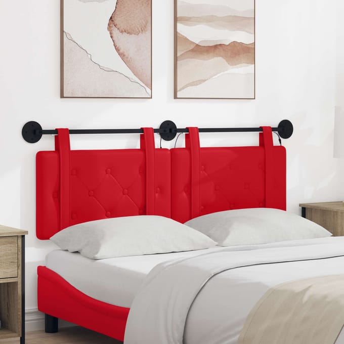 vidaXL - Hangend - hoofdbord - Met - LED-verlichting - Rood - Kunstleer