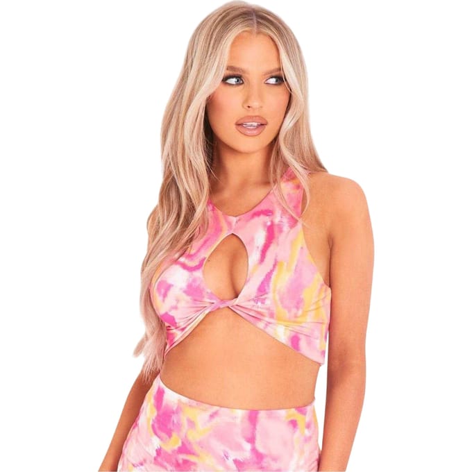 Missy Empire Dames/Dames Tie Dye Cut Out Crop Top (Roze)