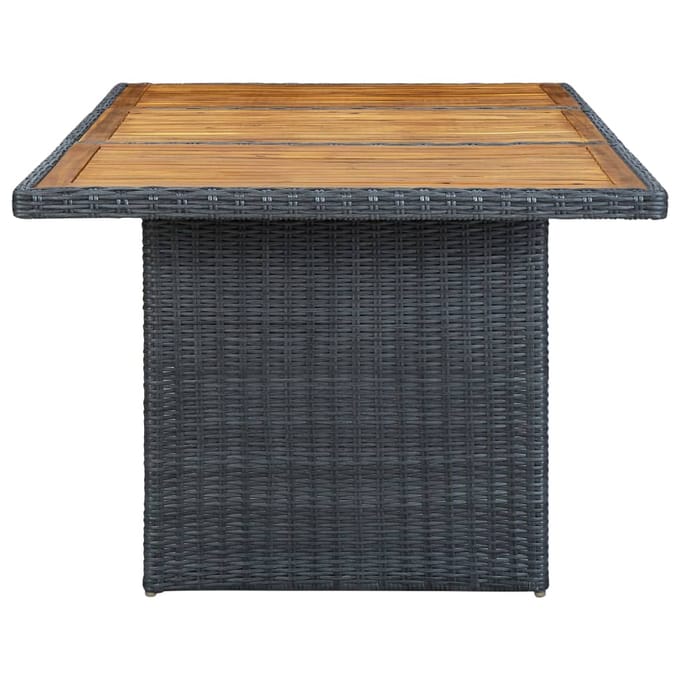 vidaXL - Tuintafel - poly - rattan - en - massief - acaciahout - donkergrijs