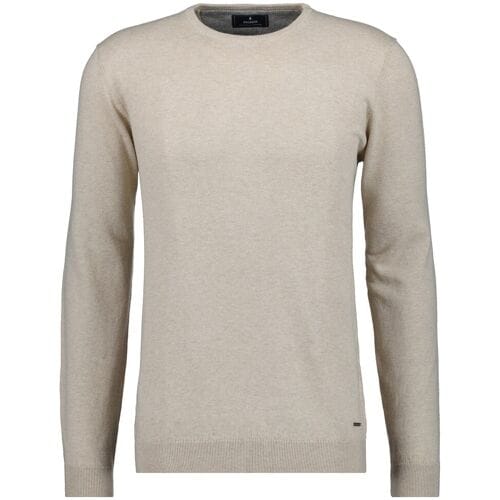 Ragman Trui Supersoft Knit Pullover Knitted Elbow Patches Beige Melange / male