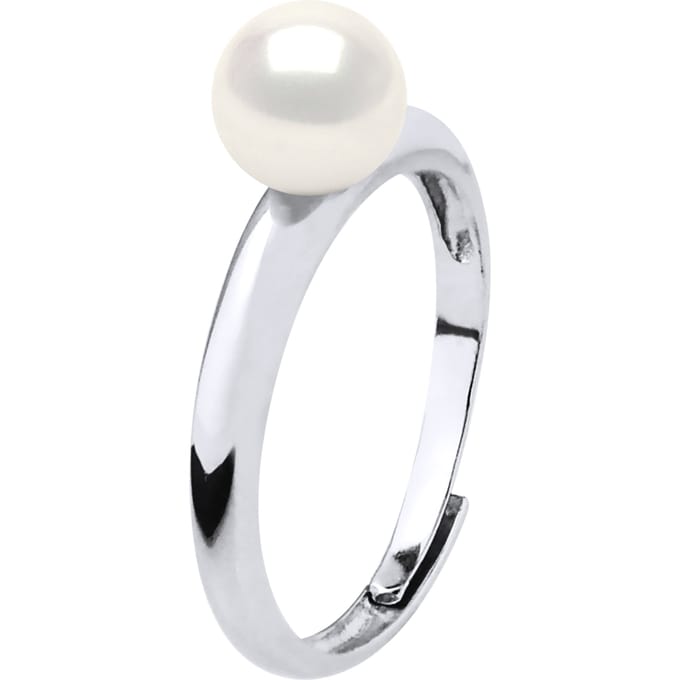 Rush Ring Verstelbare zoetwaterparels Rond 6-7 mm White 925