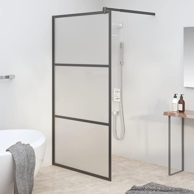 vidaXL - Douche - schermen - Zwart - 100 - x - 195 - cm - Glas - en - Aluminium